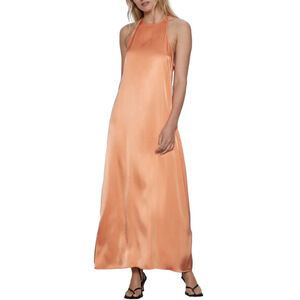 Zara satin effect dress NWT orange 🍊 large
